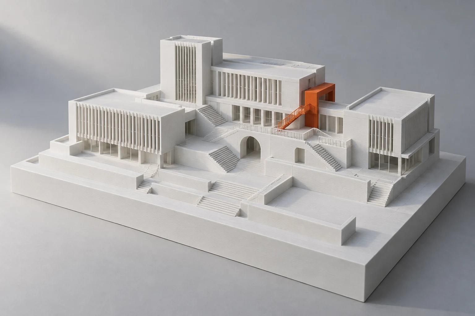 AI-created concept visual of a detailed architectural presentation model